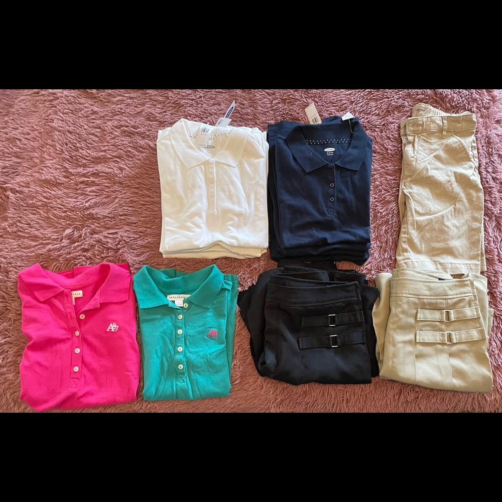 Girls uniform tops and bottoms